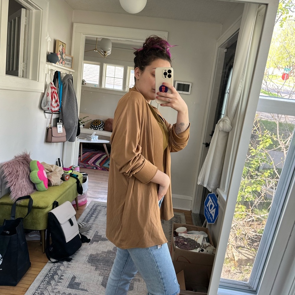 Calvin Klein Tan Open-Front Cardigan